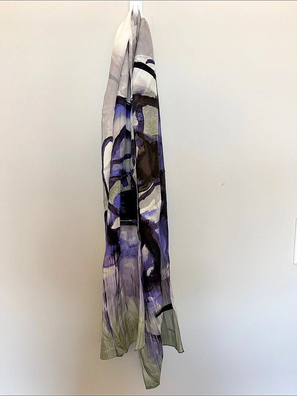 Cynthia Rowley Abstract Print Scarf Purple & Green